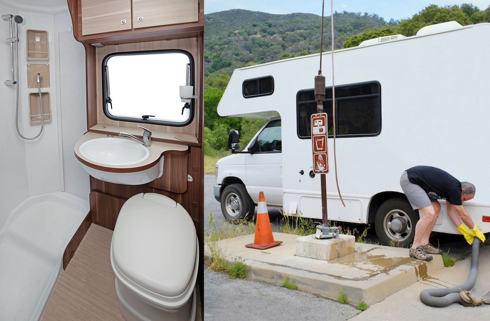Portable RV/camper toilet and holding tank setup in Rome, Georgia