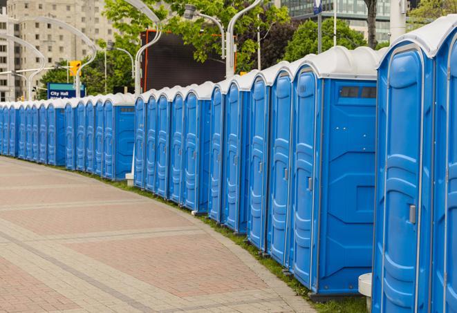 Seasonal porta potty units set up at a Rome, Georgia venue